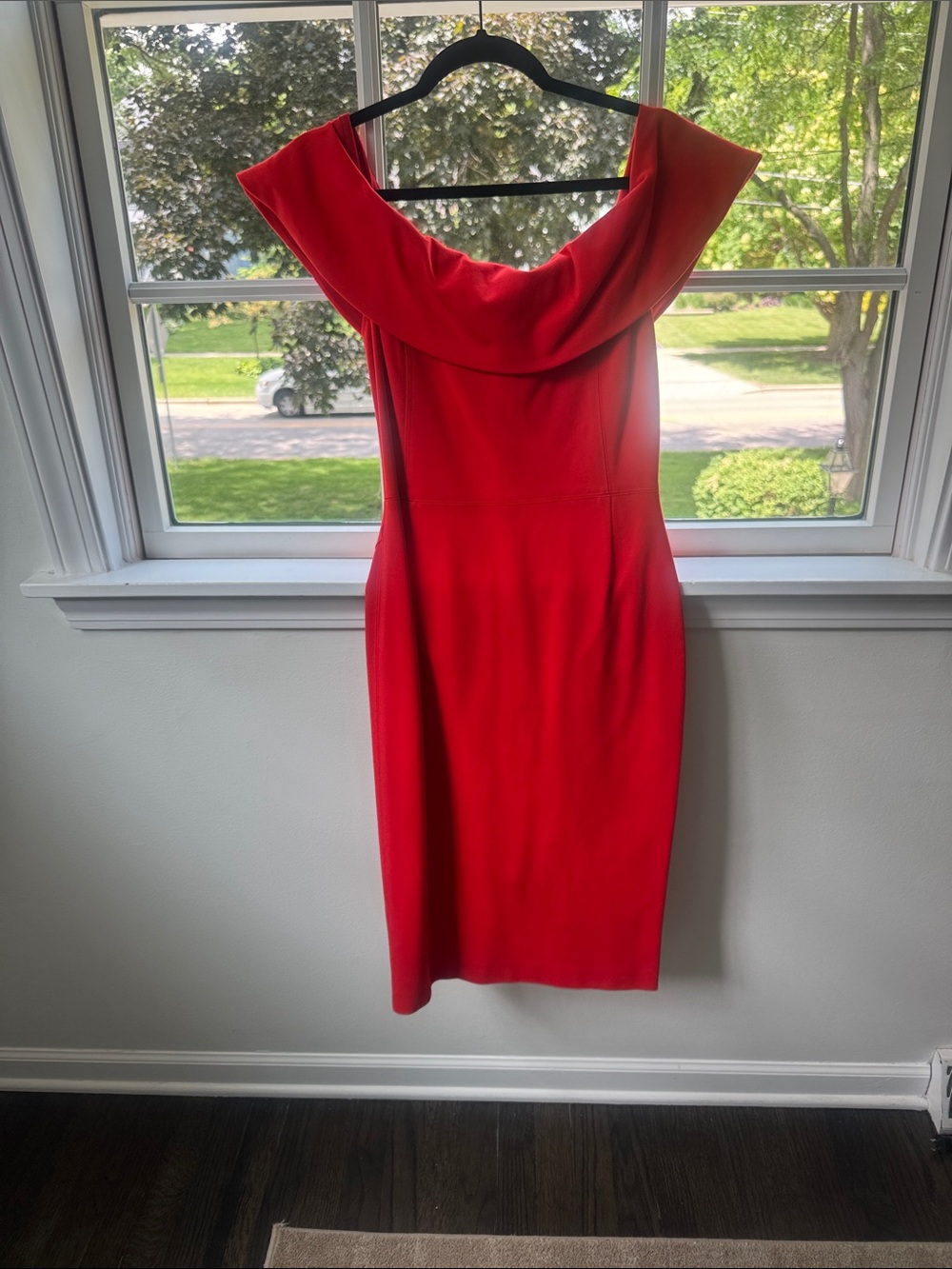 Babaton Red Off-Shoulder Sheath Dress